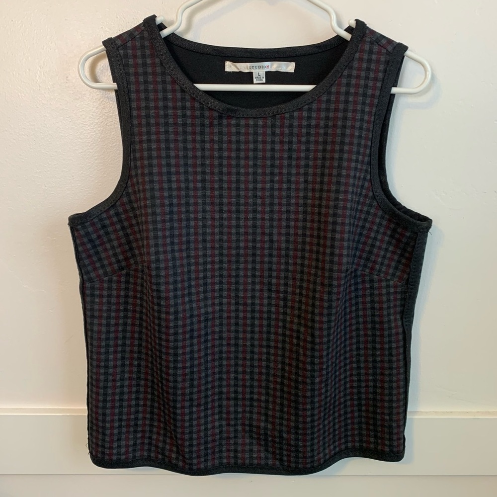 Studio M Plaid Thick Sleeveless Blouse